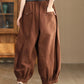 Women Autumn Casual Solid Spliced Cotton Harem Pants