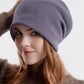 Women Casual Winter Solid Cotton Keep Warm Knit Cap