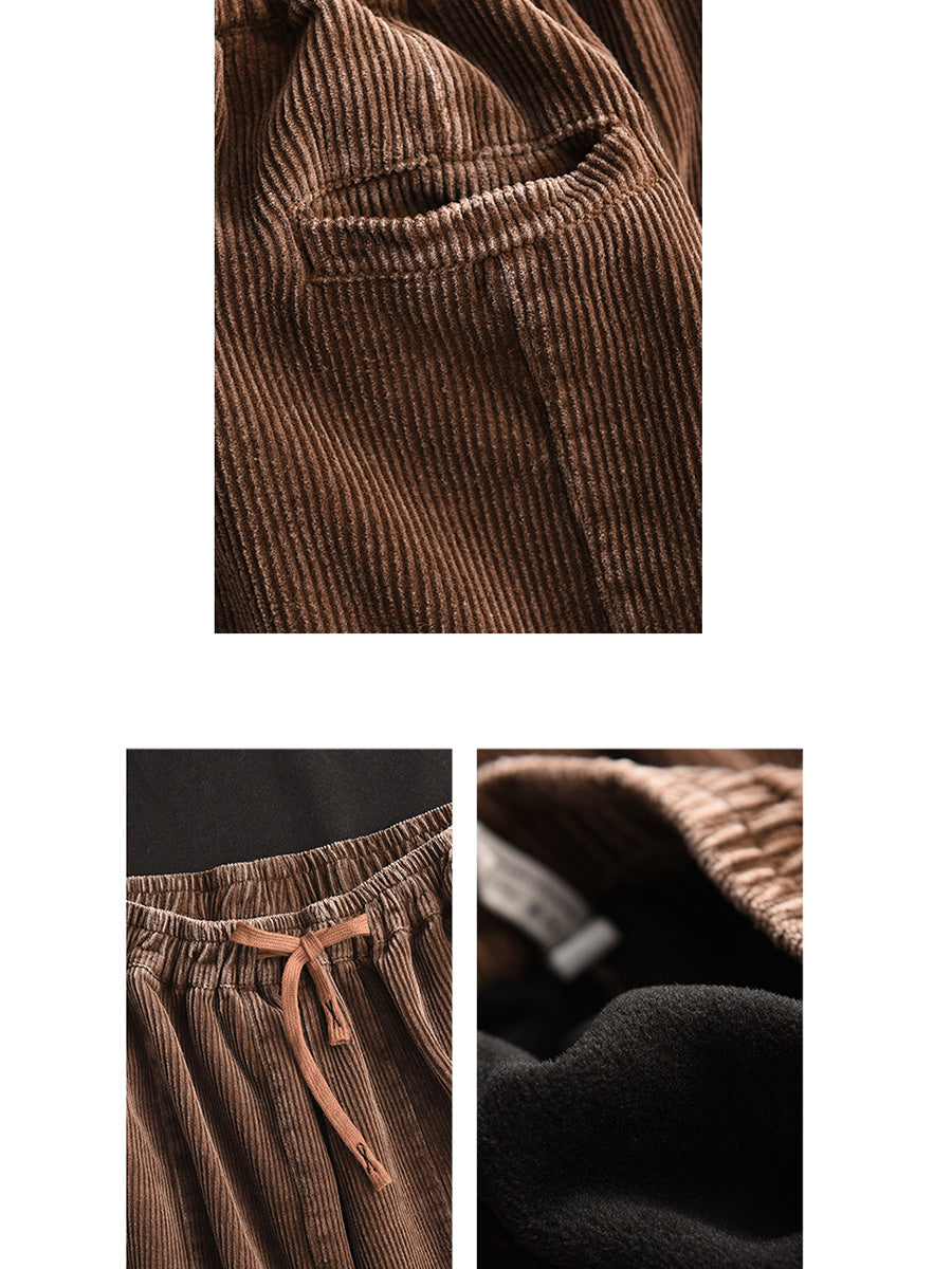 Women Autumn Retro Corduroy Spliced Harem Pants