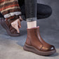 Women Vintage Genuine Leather Fleece-lined Platfrom Boots