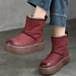 Women Winter Genuine Leather Fleece-lined Platform Boots