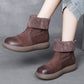 Women Vintage Soft Leather Spliced Foldable Flat Boots