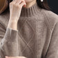 Women Winter Rhomboids Wool Half-Turtleneck Sweater