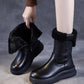 Women Vintage Leather Fleece-lined Platform Boots