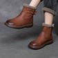 Women Winter Vintage Genuine Leather Fleece-lined Boots