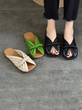 Women Summer Solid Leahter Weave Flat Slippers