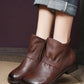 Women Vintage Genuine Leather Low Heel Boots