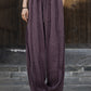 Women Ethnic Solid Raw-edge Wide-leg Ramie Pants