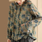 Women Spring Artsy Flower Button-Up Hooded Shirt