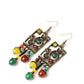 Alloy Flower Agate Tassel Retro Earrings