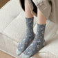 5 Pairs Women Artsy Floral Jacquard Cotton Socks