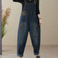 Women Autumn Retro Patchwork Denim Pocket Jumpsuits