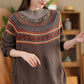 Women Vintage Autumn Jacquard Half Turtleneck Sweater