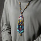 Women Ethnic Bohemian Wooden Bead Tassel Necklace