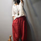 Women Vintage Spring Linen Solid Harem Pants