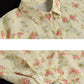 Women Vintage Floral Spring Button Up Ramie Blouse