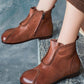 Women Genuine Leather Spliced Solid Low Heel Ankle Boots