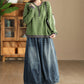 Women Autumn Casual Solid Back Hem Split Denim Skirt