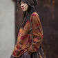 Women Vintage Autumn O-Neck Flower Cotton Blouse