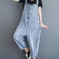 Women Summer Casual Solid Denim Shirred Jumpsuits