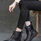 Women Vintage Genuine Leather Spliced Flat Ankle Boots