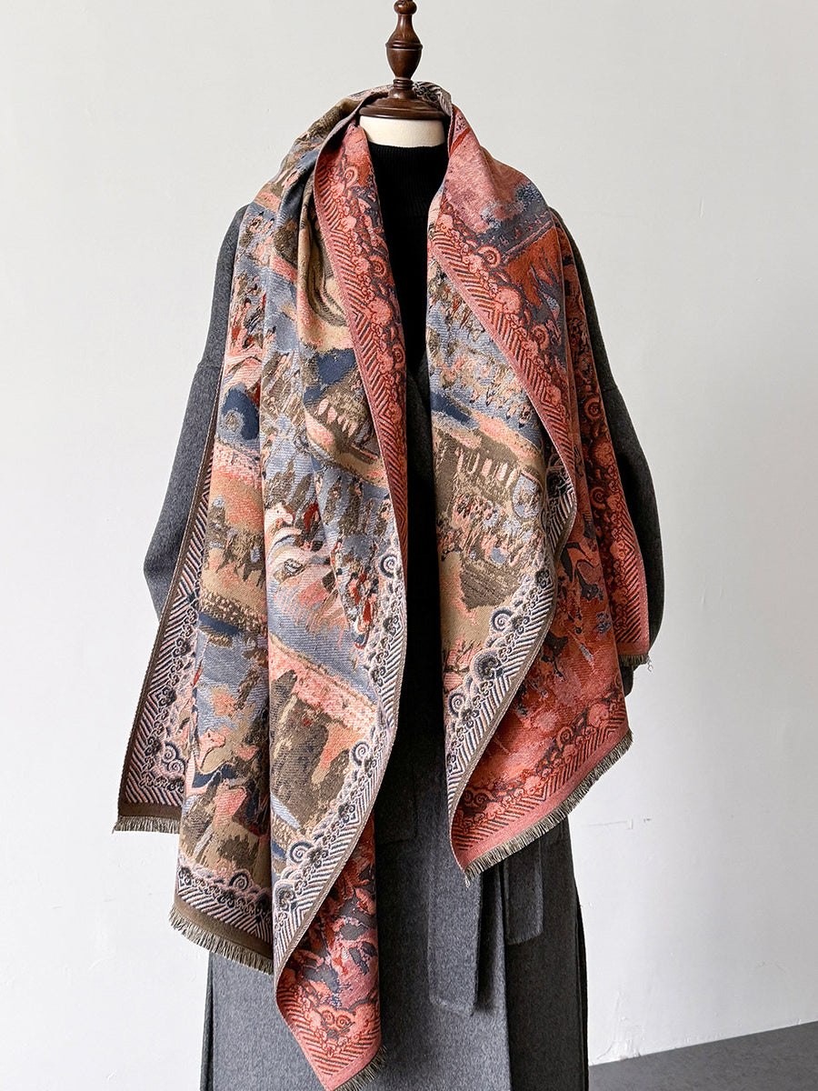 Women Travel Warm Jacquard Shawl Scarf