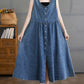 Women Casual Summer Solid Denim Loose Vest Dress