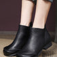 Women Elegant Solid Leather Spliced Low Heel Boots