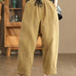 Women Autumn Vintage Solid Spliced Pocket Harem Pants