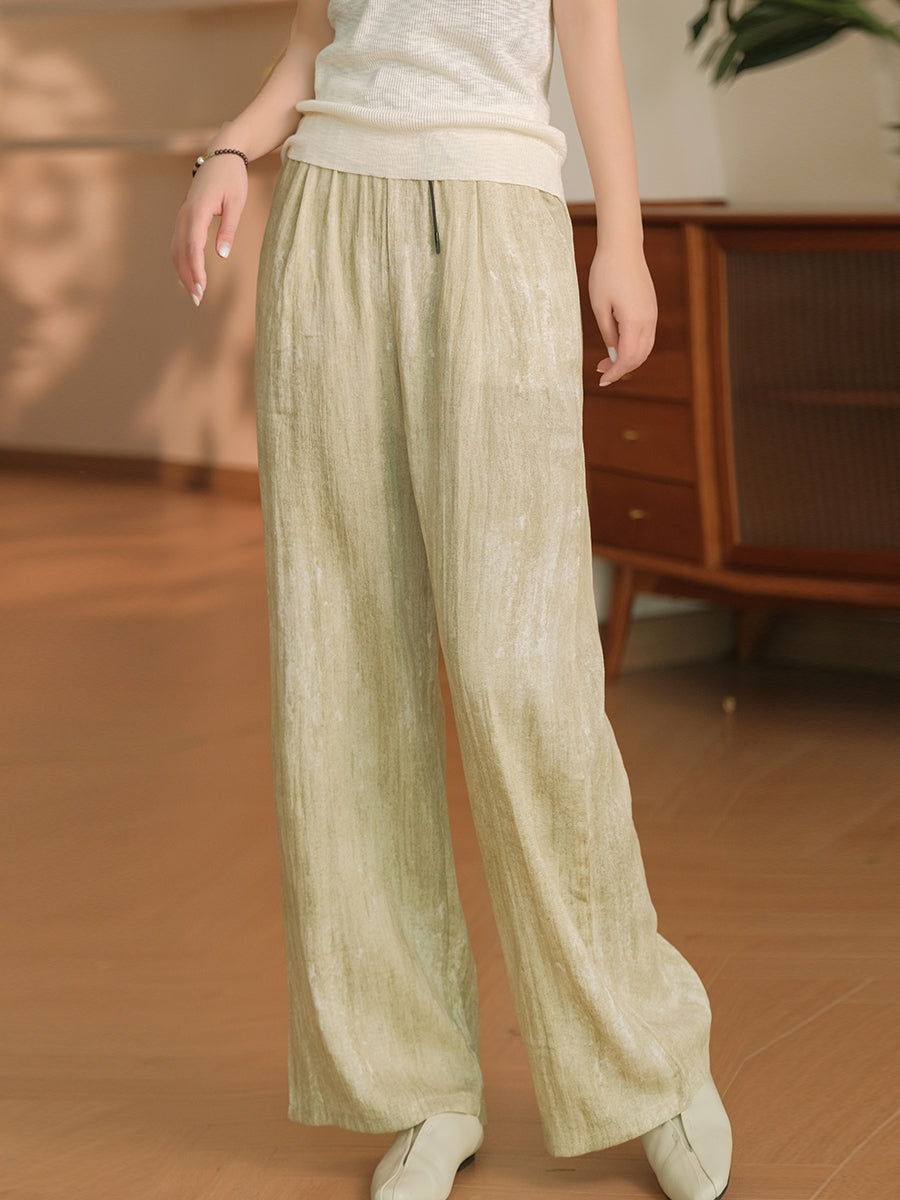 Women Summer Casual Solid Straight Linen Pants