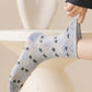 3 Pairs Women Autumn Flower Jacquard Colorblock Socks