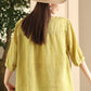 Women Summer Artsy Embroidery V-Neck Ramie Shirt