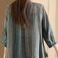 Women Spring Vintage Stripe Button-Up Blouse