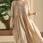 Women Summer Artsy Shirred V-Neck Solid Loose Dress