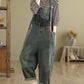 Women Autumn Retro Patchwork Loose Denim Jumpsuits