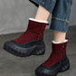 Women Winter Genuine Leather Fleece-lined Platform Boots