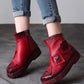 Women Vintage Leather Patch Spliced Ankle Boots