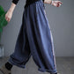 Women Summer Vintage Denim Patch Spliced Harem Pants