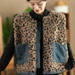 Women Autumn Retro Leopard O-Neck Dual-side Wearing Vest