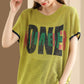 Women Summer Letter Printing Knitted Loose Shirt