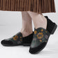 Women Ethnic Autumn Embroidery Leather Low Heel Shoes