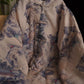 Women Autumn Vintage Print Button Stand Collar Ramie Coat