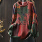 Women Autumn Casual Colorblock Knit O-Neck Sweater