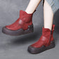 Women Vintage Genuine Leather Spliced Platform Boots