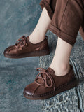 Women Ethnic Vintage Leather Spliced Low Heel Shoes