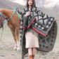 Women Bohemia Warm Rhomboids Tassel Hooded Shawl