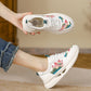 Women Fashion Lotus Embroidery Genuine Leather Sport Shoes