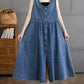 Women Casual Summer Denim A-Shape Loose Vest Dress