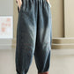 Women Autumn Artsy Spliced Denim Harem Pants