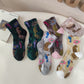 5 Pairs Women Winter Flower Animals Jacquard Socks